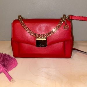 Michael Kors Lita Classic Small Red Leather Crossbody Bag